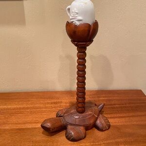 Korean Traditional Oil Lamp, Carved Turtle Base